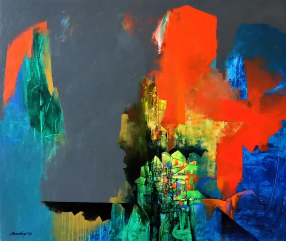 Symphony Of Colors-2 (ART-15533-120636) - Handpainted Art Painting - 36in X 30in
