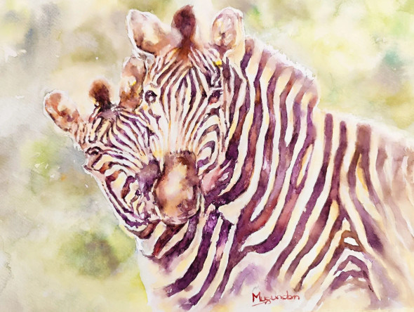 Zebra Lines (ART-7260-120634) - Handpainted Art Painting - 14in X 9in
