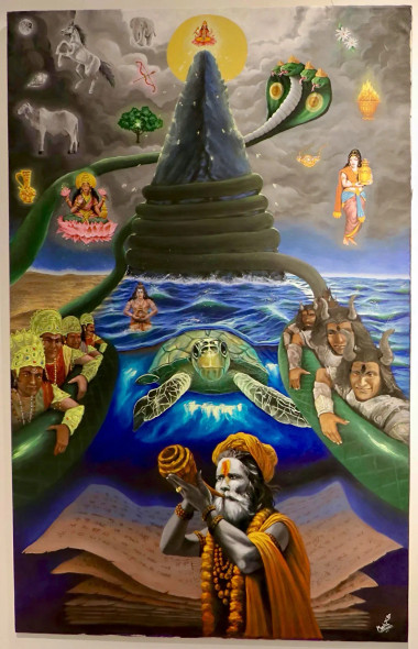 Mahakumbh (ART-277-120618) - Handpainted Art Painting - 45in X 70in