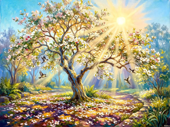The Golden Oak’s Shadow (PRT-15697-120648) - Canvas Art Print - 60in X 45in