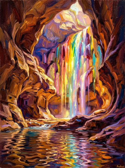 Whispers Of The Prismatic Cavern (PRT-15697-120547) - Canvas Art Print - 45in X 60in