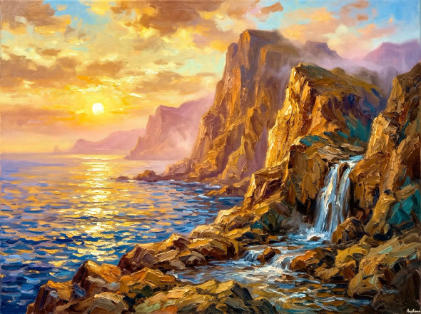 Echoes Of The Violet Cliffs (PRT-15697-120653) - Canvas Art Print - 60in X 45in