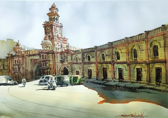 Old Monument (ART-8116-120704) - Handpainted Art Painting - 15in X 11in