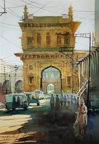 Monuments Of India (ART-8116-120708) - Handpainted Art Painting - 11in X 15in