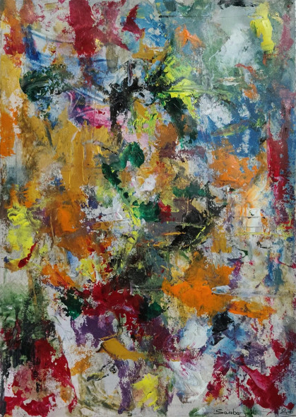 Chromatic Chaos: Symphony Of Emotion (ART-17209-120752) - Handpainted Art Painting - 12in X 17in