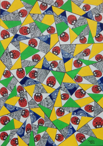 Ladybug World (ART-7864-120744) - Handpainted Art Painting - 12in X 17in