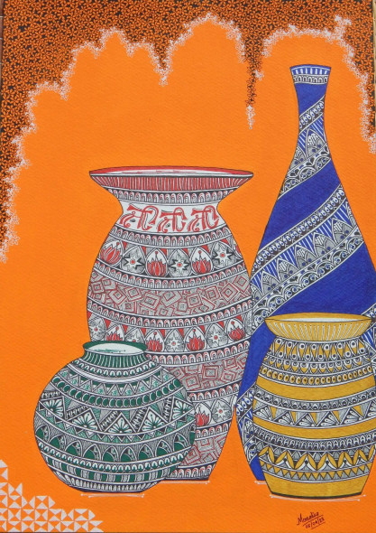 Graceful Vases (ART-7864-120743) - Handpainted Art Painting - 12in X 17in