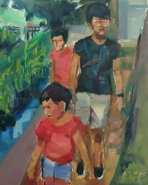 Stroll In The Park (ART-8322-120738) - Handpainted Art Painting - 10in X 12in