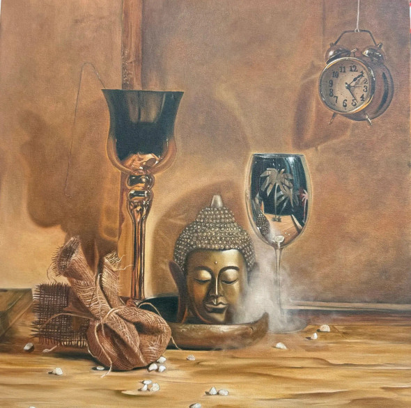 Buddha Painting | Timeless Now (PRT-18315-120733) - Canvas Art Print - 30in X 30in