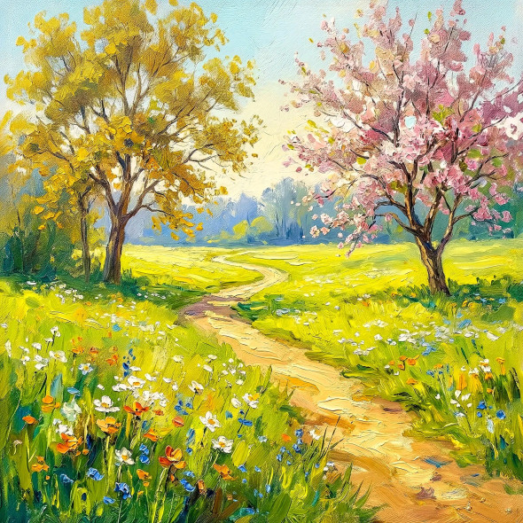 Path Through The Golden Glade (PRT-15697-120771) - Canvas Art Print - 60in X 60in