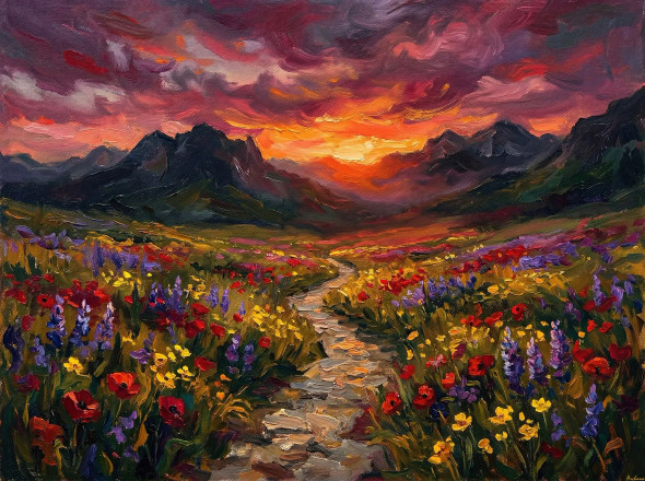 Path To The Golden Horizon (PRT-15697-120765) - Canvas Art Print - 60in X 45in
