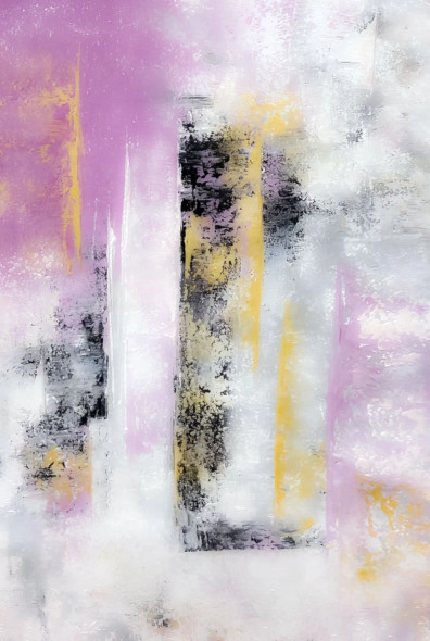 Blush Pink & Gold Abstract Painting (ART-8156-120846) - Handpainted Art Painting - 15in X 21in