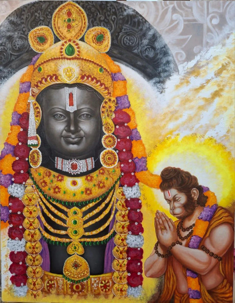 Bhakti (ART-16103-120842) - Handpainted Art Painting - 35in X 45in