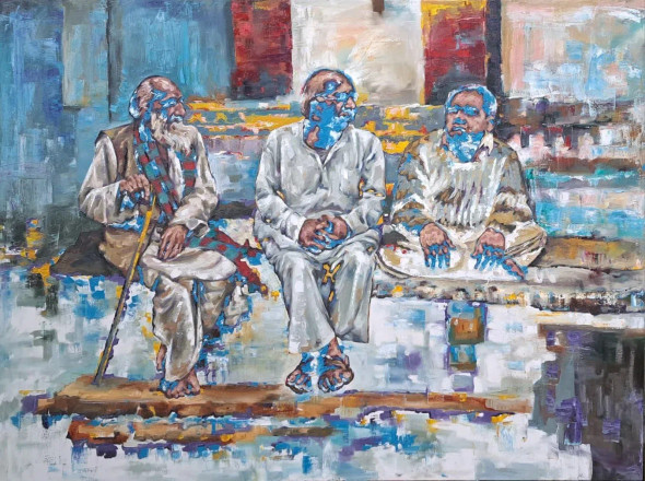 Old Memory (ART-18009-120809) - Handpainted Art Painting - 48in X 36in