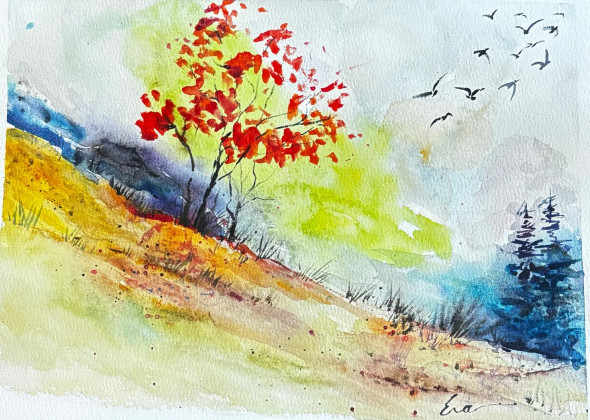 Nature Series 1 (ART-18331-120760) - Handpainted Art Painting - 11in X 8in