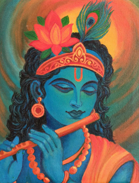 Murlidhar (ART-17743-120833) - Handpainted Art Painting - 8in X 10in