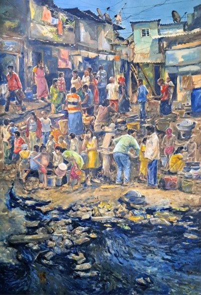 Landscape (ART-18009-120822) - Handpainted Art Painting - 30in X 44in