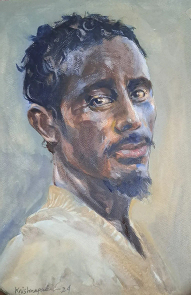 Portrait (ART-18009-120821) - Handpainted Art Painting - 11in X 14in