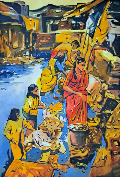 Landscape (ART-18009-120801) - Handpainted Art Painting - 11in X 14in
