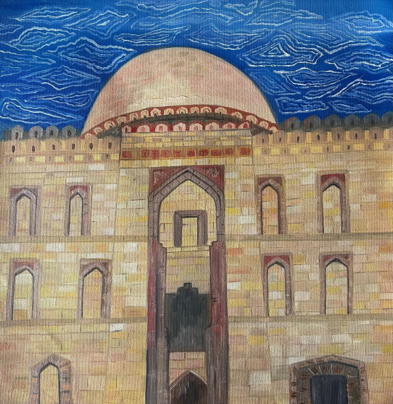 The Lodhi Gardens (ART-17575-120827) - Handpainted Art Painting - 16in X 16in