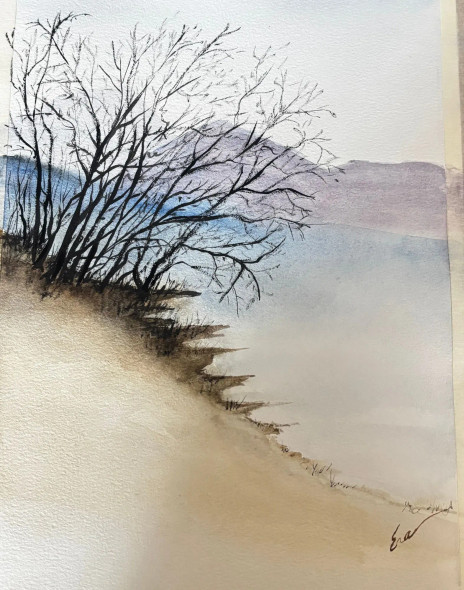 Calm Shores (ART-18331-120866) - Handpainted Art Painting - 8in X 11in