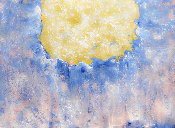 Bold Yellow Abstract With Textured Blue Contrast (ART-8156-120878) - Handpainted Art Painting - 15in X 21in
