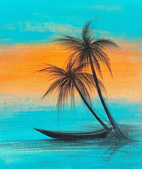 Palm Trees (ART-3512-120916) - Handpainted Art Painting - 8in X 9in