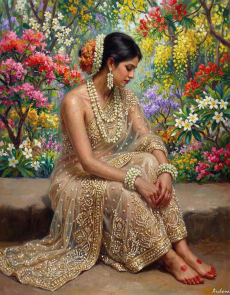 Menka 06 (Goddess Of Eternal Bloom) (PRT-15697-120921) - Canvas Art Print - 47in X 60in