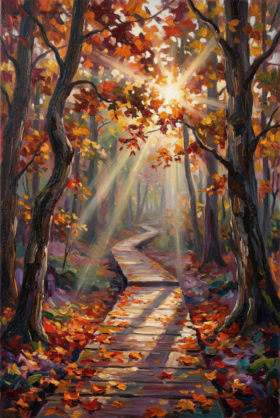 The Golden Autumn Passage (PRT-15697-120958) - Canvas Art Print - 40in X 60in