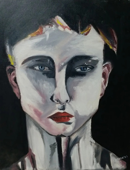 Veiled Gaze: Shadows Of Identity (ART-17719-121017) - Handpainted Art Painting - 18in X 24in