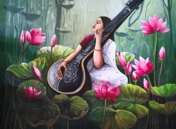 Hiraeth, A Morning To Wake Up At Home (ART-6775-121012) - Handpainted Art Painting - 50in X 38in