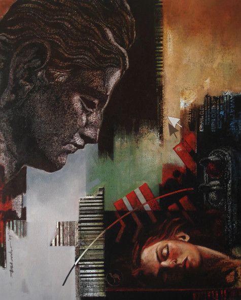 Between The Gaze And The Sleep (ART-18280-120975) - Handpainted Art Painting - 30in X 40in