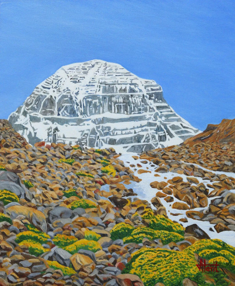 Mt. Kailash (ART-2948-120922) - Handpainted Art Painting - 20in X 24in