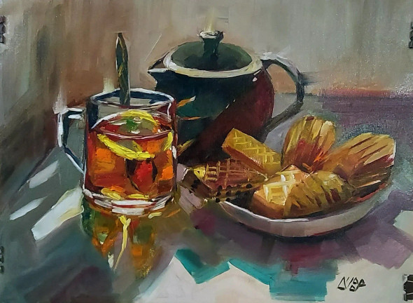 Teapot (ART-8322-121019) - Handpainted Art Painting - 12in X 10in