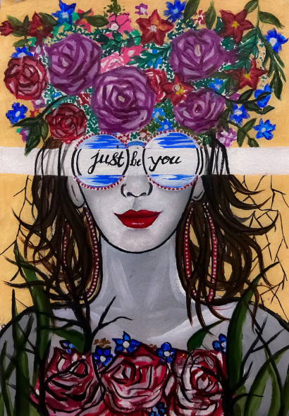 Reflections Of Self In Bloom (ART-8156-121269) - Handpainted Art Painting - 10in X 14in
