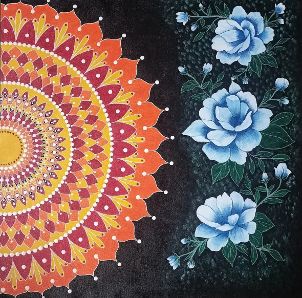 Fire And Ice- Balance Of Opposites (ART-17697-121225) - Handpainted Art Painting - 24in X 24in
