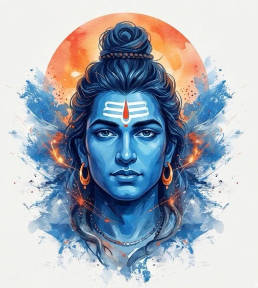 Lord Shiva Painting (ART-3319-121198) - Handpainted Art Painting - 24in X 24in