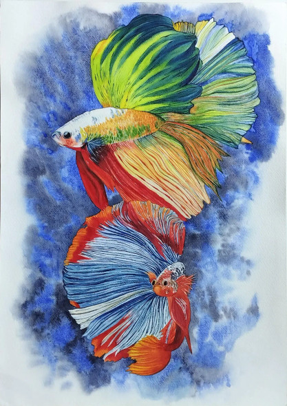 Awesome Twosome (ART-8088-121259) - Handpainted Art Painting - 12in X 16in