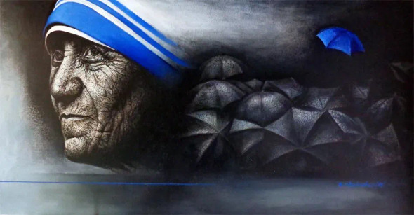 BLUE WAVE (ART-18280-121144) - Handpainted Art Painting - 72in X 36in