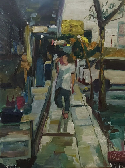 Walk (ART-8322-121428) - Handpainted Art Painting - 10in X 12in