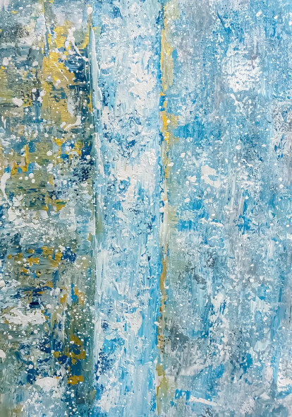 Blue Textured Abstract Vertical Modern Wall Art (ART-8156-121202) - Handpainted Art Painting - 15in X 21in