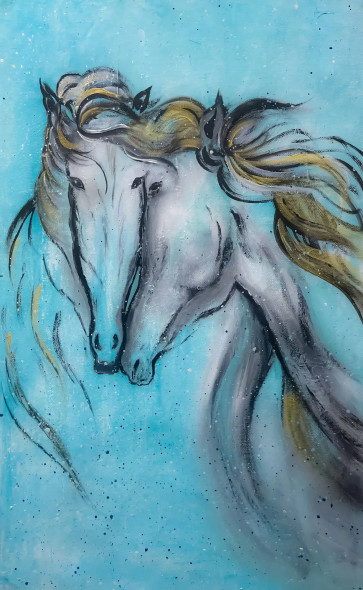 Silent Motion Beneath Blue Horizons (ART-8156-121275) - Handpainted Art Painting - 13in X 21in