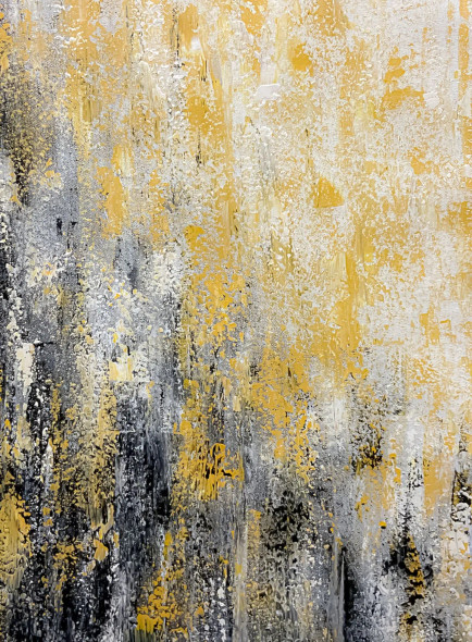 Gold Grey Textured Abstract Modern Luxury (ART-8156-121133) - Handpainted Art Painting - 15in X 21in