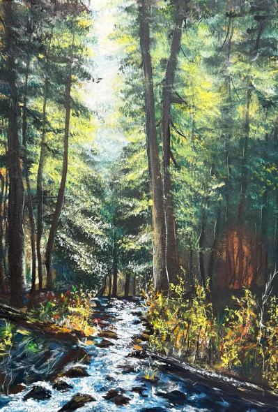The Forest Path (ART-7615-121420) - Handpainted Art Painting - 15in X 22in