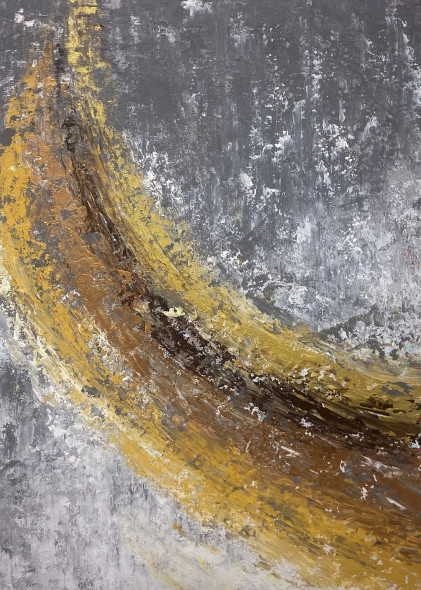 Arc Of Erosion In Gold And Ash (ART-8156-121274) - Handpainted Art Painting - 15in X 21in
