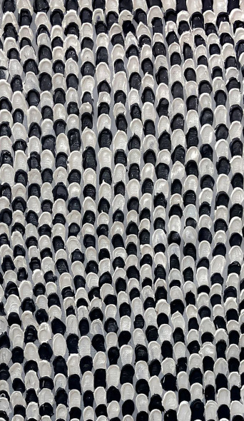 Black White Textured Abstract Minimal Modern Canvas (ART-8156-121263) - Handpainted Art Painting - 15in X 21in