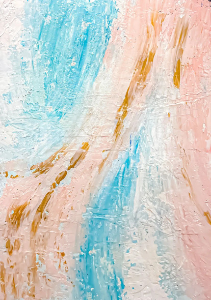 Soft Peach Blue Minimal Textured Abstract Painting (ART-8156-121213) - Handpainted Art Painting - 15in X 21in