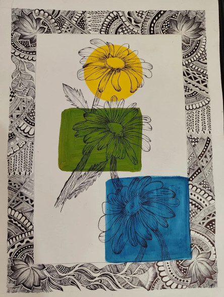 Mandala Style Border (ART-16762-121082) - Handpainted Art Painting - 30in X 35in