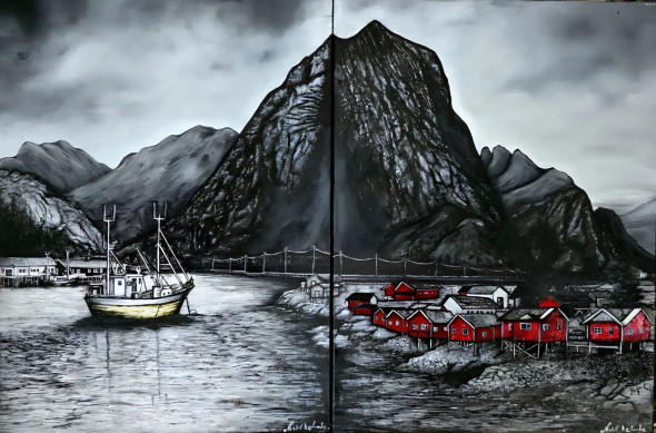 Untitled (ART-17843-121020) - Handpainted Art Painting - 36in X 24in