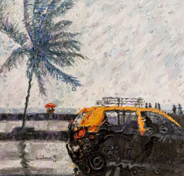 Kaali Peeli (ART-18240-121279) - Handpainted Art Painting - 32in X 31in